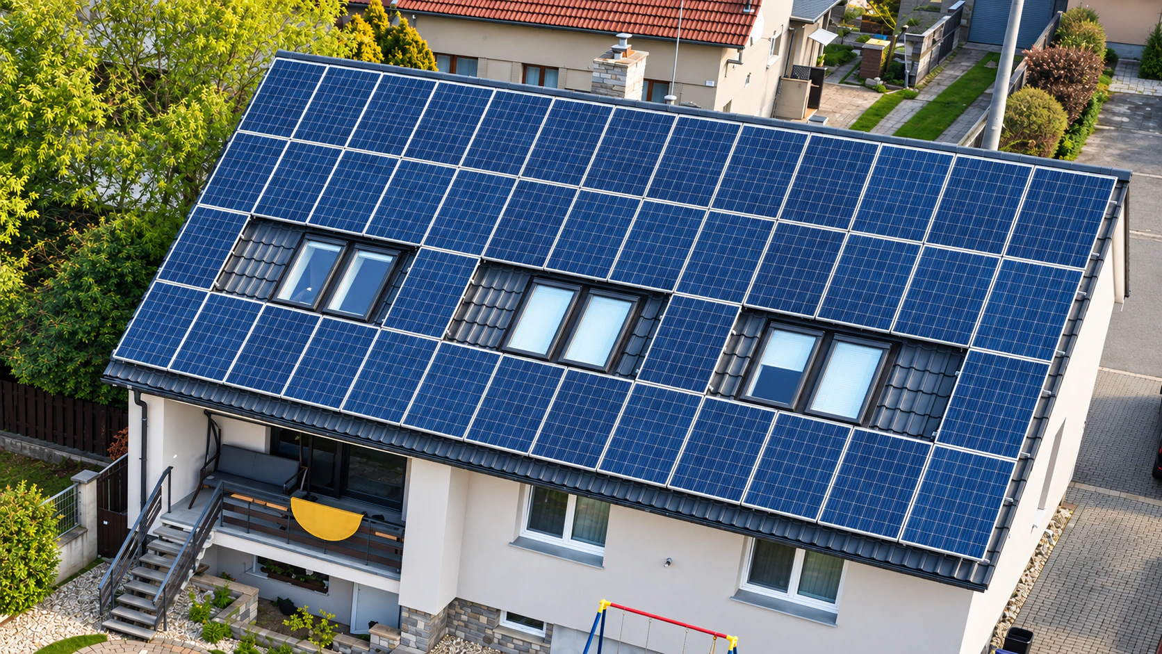 Instalace na sedlové střeše RD